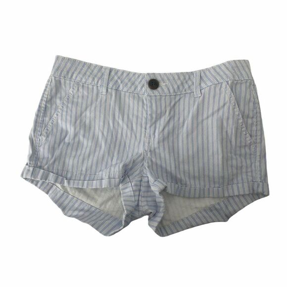 Light Blue Cuffed Chino Shorts Striped Sz Junior 7 - Picture 1 of 5